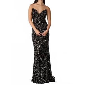 NEW STELLA COUTURE strapless long evening gown in black